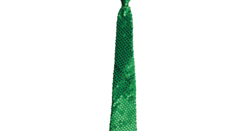 Funny Fashion Groene disco stropdas met pailletten