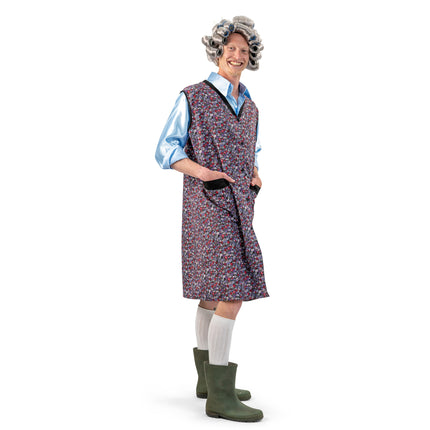 Funny Fashion Grootmoeder schort / Schoonmaakster schort met bloemen