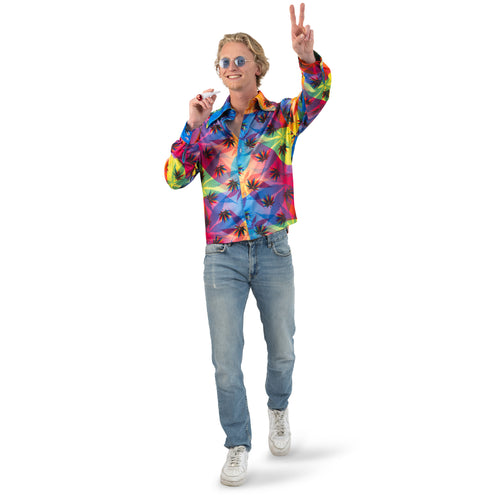 Funny Fashion Hippie shirt wiet bladeren heren