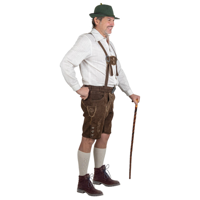 Lederhose heren kort - premium vintage klederdrachtbroek incl. klederdrachtriem - klederdrachtbroek Freising, bruin-vintage, 46 Lederhose heren kort - premium vintage klederdrachtbroek incl. klederdrachtriem - klederdrachtbroek Freising, bruin-vintage, 46