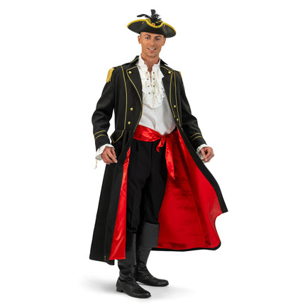 Funny Fashion Luxe piraten jas zwart heren Leo