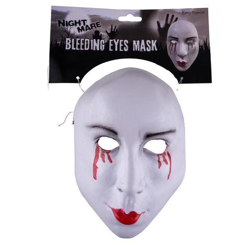 Funny Fashion Masker wit met bloedende ogen