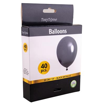 Funny Fashion Metallic zwarte ballonnen 40st