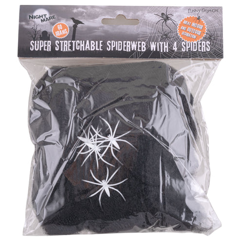 Funny Fashion Nep spinnenweb zwart met spinnen