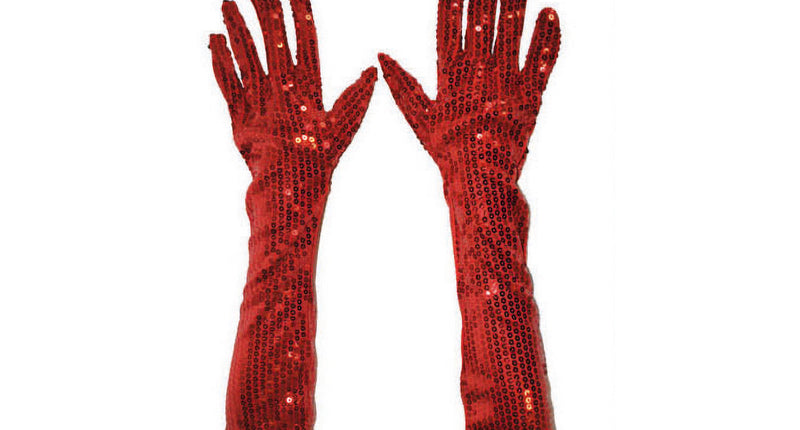 Funny Fashion Rode glitter handschoenen met pailletten 45cm