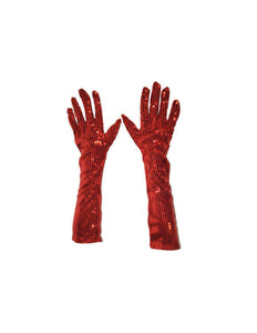 Funny Fashion Rode glitter handschoenen met pailletten 45cm