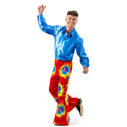 Funny Fashion Rode retro broek tie dye