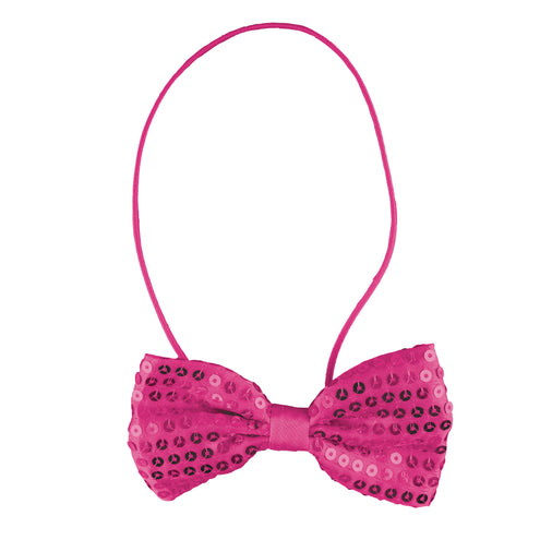 Funny Fashion Roze/Fuchsia glitter vlinderdas met pailletten