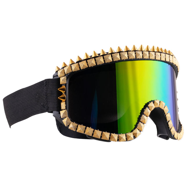 Funny Fashion Ski bril met strass steentjes goud