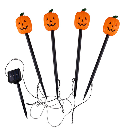 Funny Fashion Tuinverlichting pompoenen 4 stuks