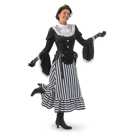 Funny Fashion Victoriaanse jurk dames zwart/wit