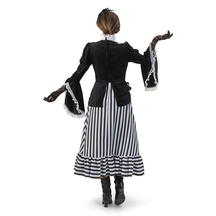 Funny Fashion Victoriaanse jurk dames zwart/wit