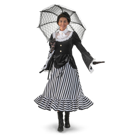 Funny Fashion Victoriaanse jurk dames zwart/wit