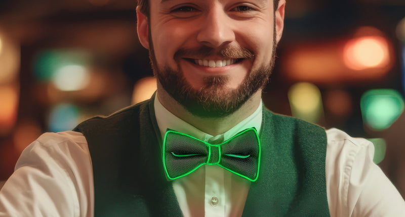 Funny Fashion Vlinderdas met licht groen