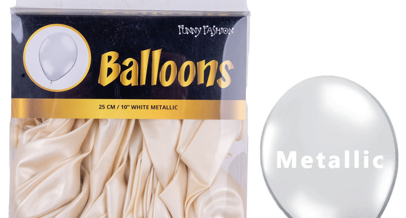 Funny Fashion Witte metallic latex ballonnen 40st