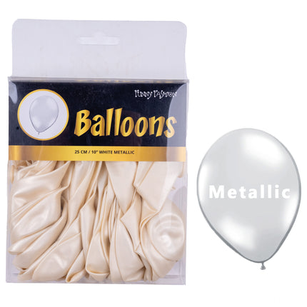 Funny Fashion Witte metallic latex ballonnen 40st