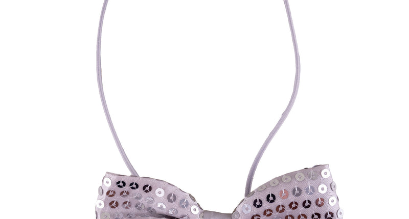 Funny Fashion Zilveren disco glitter strik met pailletten