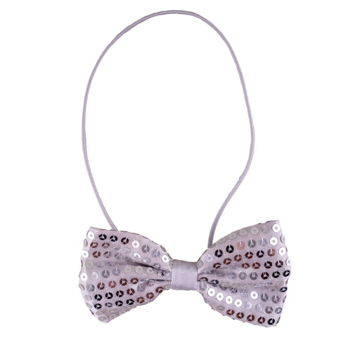 Funny Fashion Zilveren disco glitter strik met pailletten