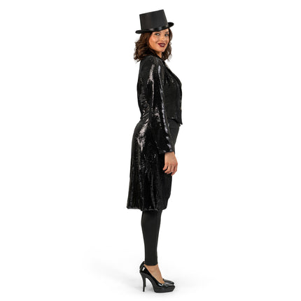 Funny Fashion Zwarte glitter slipjas met pailletten dames