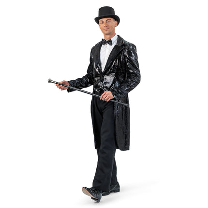 Funny Fashion Zwarte glitter slipjas met pailletten heren