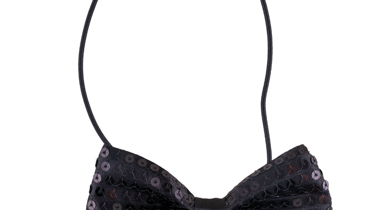 Funny Fashion Zwarte glitter vlinderdas met pailletten