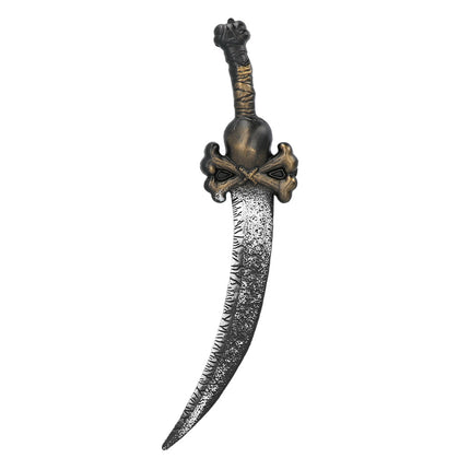 Gebogen kling van het piratenzwaard Dark skull met ruwe structuur en ingekraste lijnen