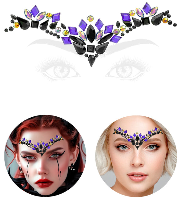 Gezichtsdecoratie maleficia Sanne los en op twee modellen gedragen voor Halloween