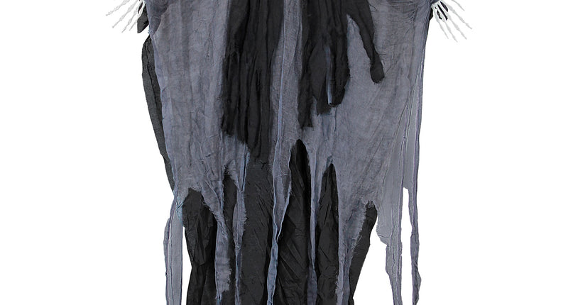 Grim reaper hangdecoratie grijs en zwart met witte schedel en bothanden voor Halloween
