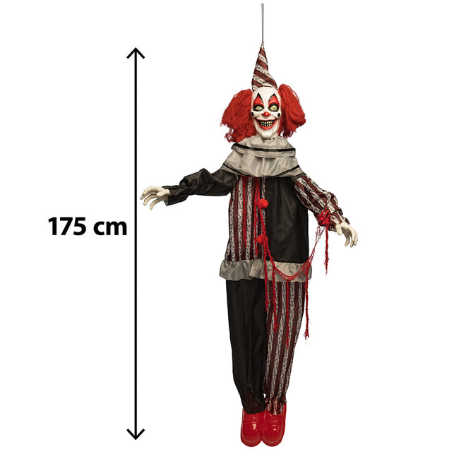 Hangdecoratie clown Mad giggles van 175 cm lang, van puntmuts tot rode schoenen