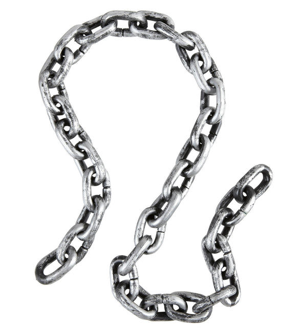 Ketting boeven geschakeld 150cm in zilvergrijs met zwarte schaduwen tussen de ovale schakels