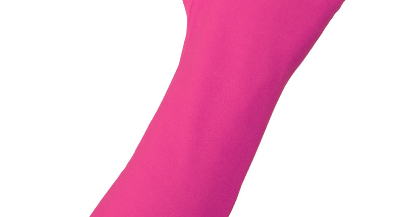 Lange nylon handschoenen roze, felroze en glad, tot halverwege de onderarm, voor een themafeest