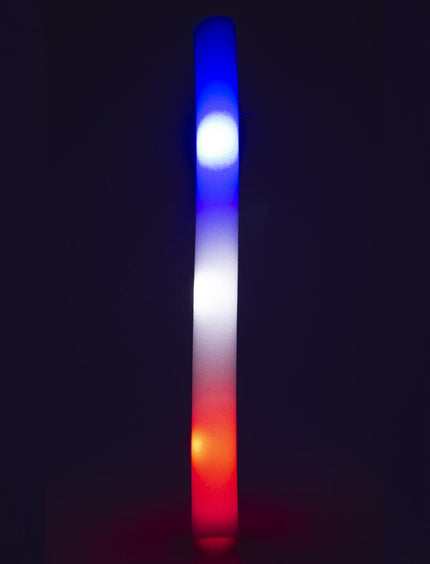 Led foam stick Frankrijk van 48 cm die oplicht in blauw, wit en rood voor een Frans themafeest