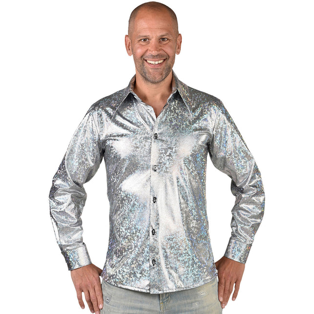 Magic by Freddy's Overhemd holografisch zilver heren
