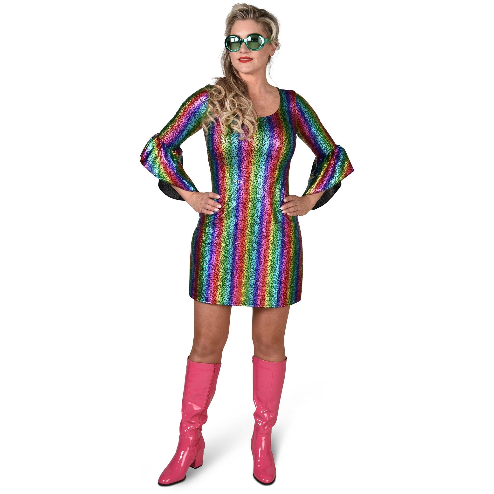 Regenboog glitter jurk dames - Main Image