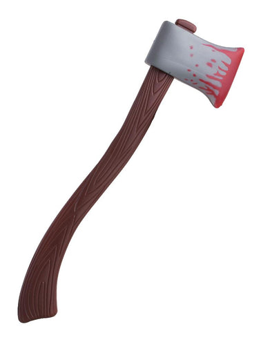 Nep bijl met bloedsporen met zilvergrijs blad, rode druipers en bruine steel met houtnerf voor Halloween
