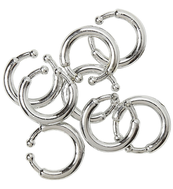 Nep piercing clip in zilver, meerdere open ringetjes met balletjes in glanzende metaallook