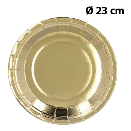 Papieren bordje goud met diameter van 23 cm voor een verjaardag, bruiloft of jubileum