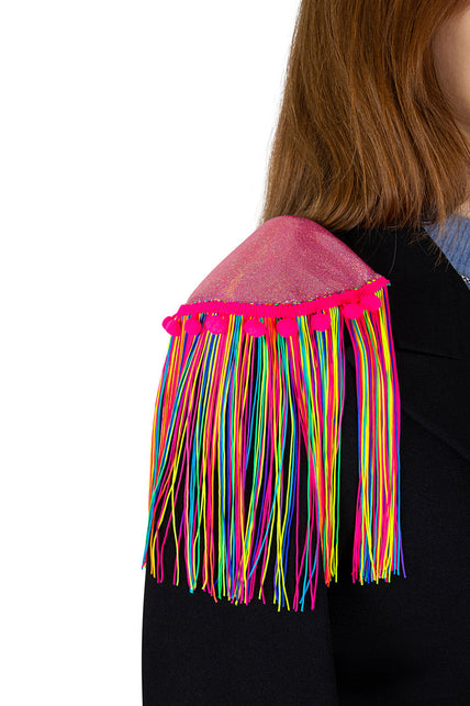 PartyXplosion Epauletten shiny pink neon franjes