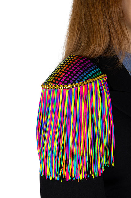 PartyXplosion Epauletten shiny stippen neon franjes