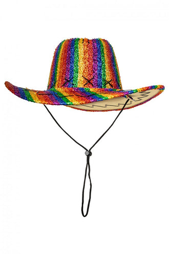 PartyXplosion Glitter regenboog cowboyhoed