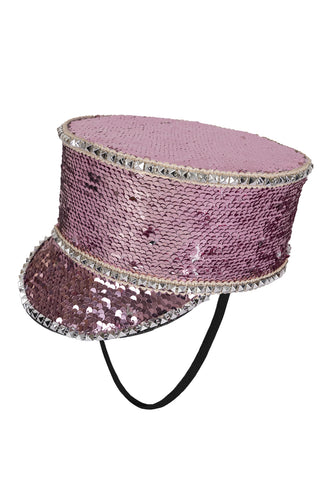 PartyXplosion Kolbak fanfare hoed Pailletten roze