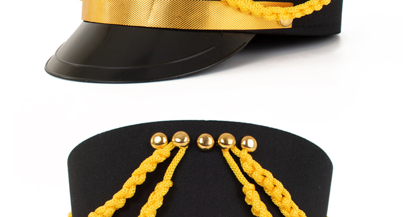 PartyXplosion Kolbak fanfare hoed zwart met goud