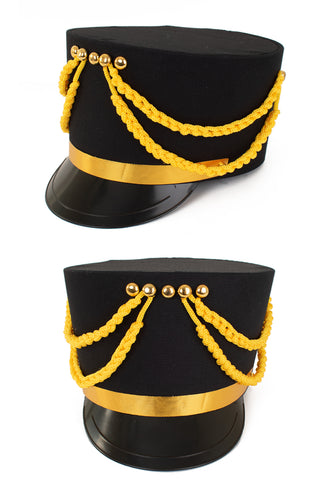 PartyXplosion Kolbak fanfare hoed zwart met goud