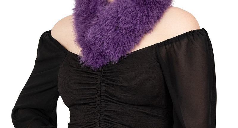 PartyXplosion Nep bont sjaal paars  met clip