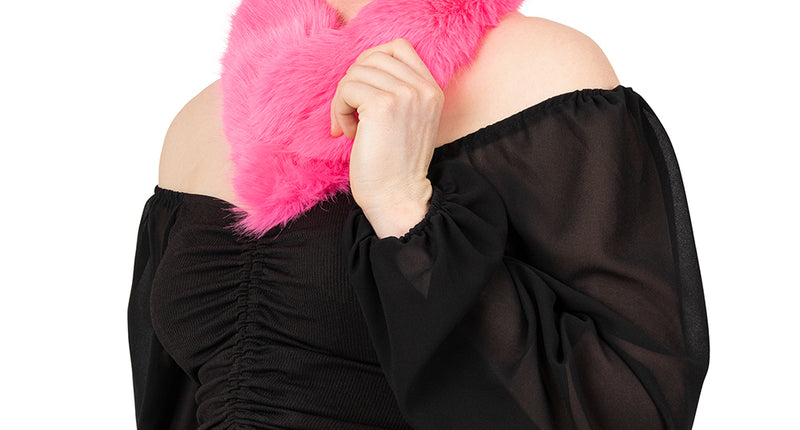 PartyXplosion Nep bont sjaal roze met clip