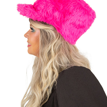 PartyXplosion Pluche fanfare hoed harmonie roze 15 cm