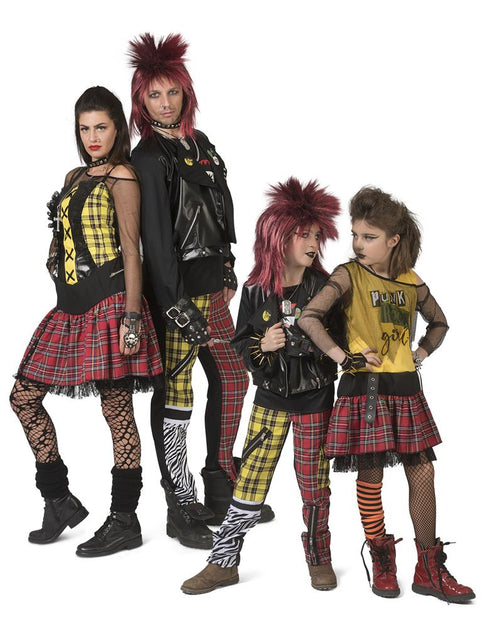 Punk pak Paola dames gedragen in een groep punkoutfits op een jaren 80-feest