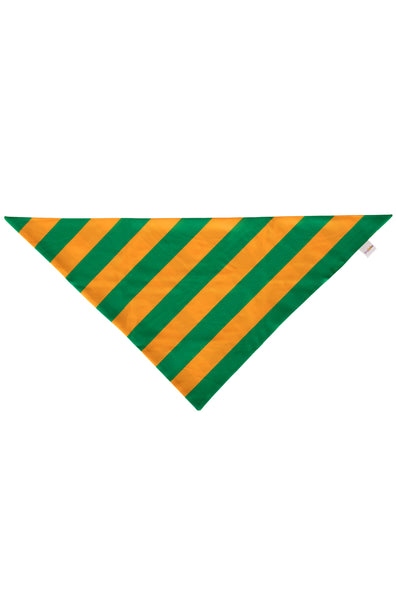 Puntsjaal oranje groen met brede diagonale strepen, driehoekige sjaal van 90 x 40 cm