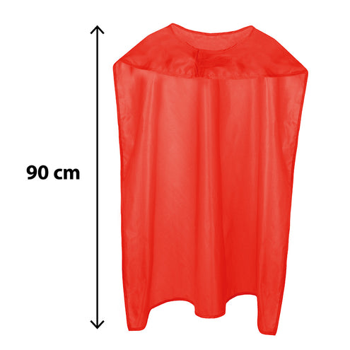 Rode superheldencape plat gelegd met lengtemaat van 90 cm