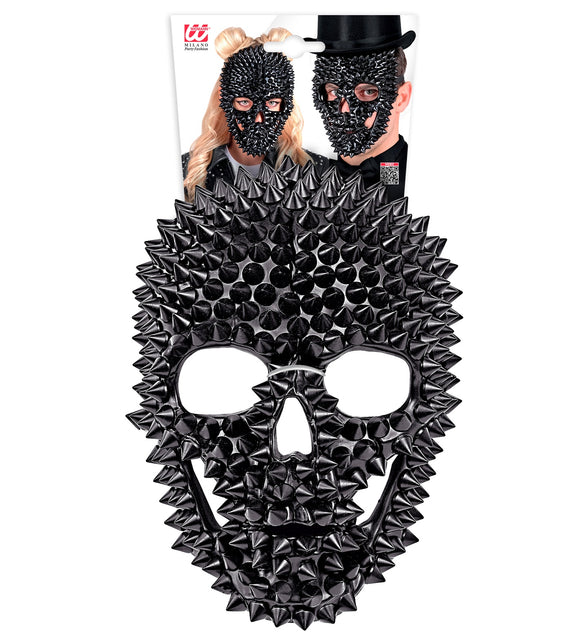 Schedelmasker met nagels in verpakking, met dun elastiek langs de neusbrug